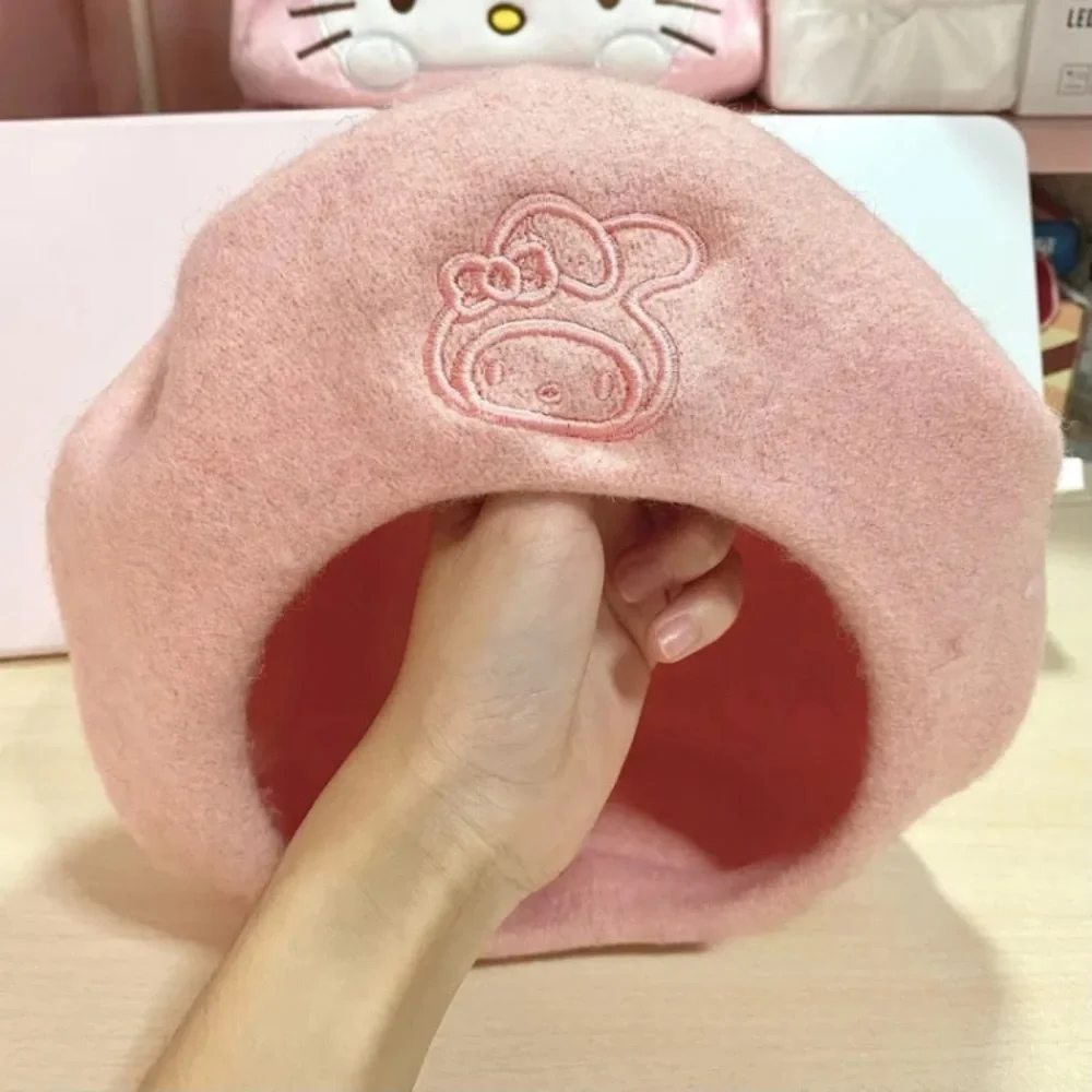 MULTIPLE COLORS AVAILABLE 😍HELLO KITTY OR MY MELODY WOOL BERET - Picture 6 of 8